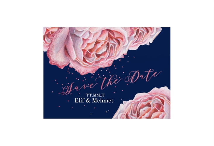 Save the Date-Visitenkarte Cherie Visitenkarte quer rosa hochglanz