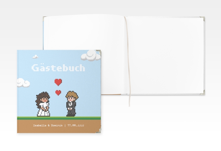 Gästebuch Selection Hochzeit Pixel Leinen-Hardcover bunt