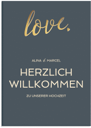 Klick: Details zu Willkommensschild Leinwand "Glam" anzeigen Willkommensschild Leinwand Glam 50 x 70 cm Leinwand blau