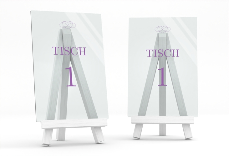 Tischnummer Acryl Hochzeit Infinity Tischaufsteller Acryl lila hochglanz