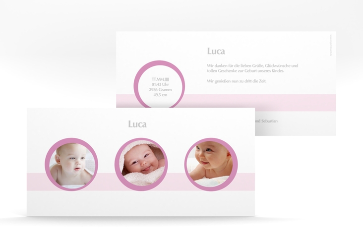 Geburtskarte Precious lange Karte quer rosa hochglanz
