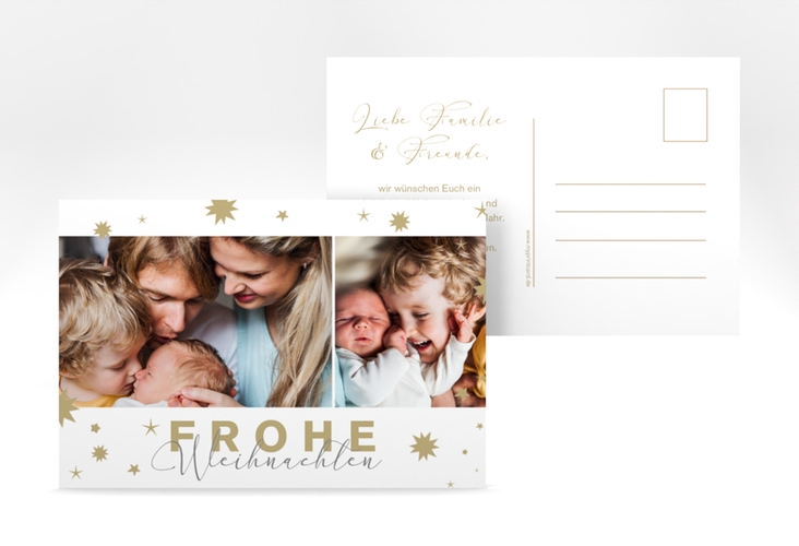 Weihnachtskarte Sternenglanz A6 Postkarte weiss