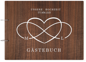Klick: Details zu Gästebuch Holzcover Nussbaum "Infinity" anzeigen Gästebuch Holzcover Nussbaum Infinity