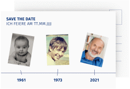 Save the Date-Postkarte Geburtstag Timeline A6 Postkarte weiss