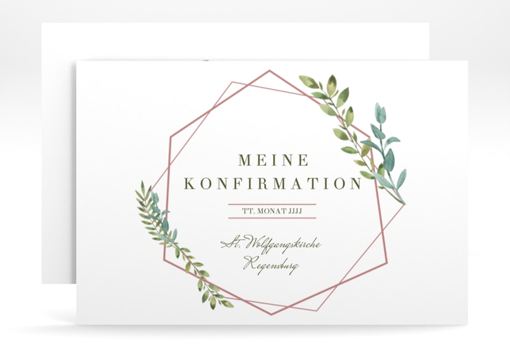 Konfirmationseinladung Unction A6 Karte quer rosa hochglanz