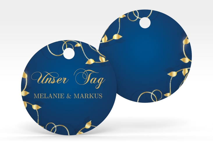 Geschenkanhänger Hochzeit Eternity Geschenkanhänger, rund blau hochglanz