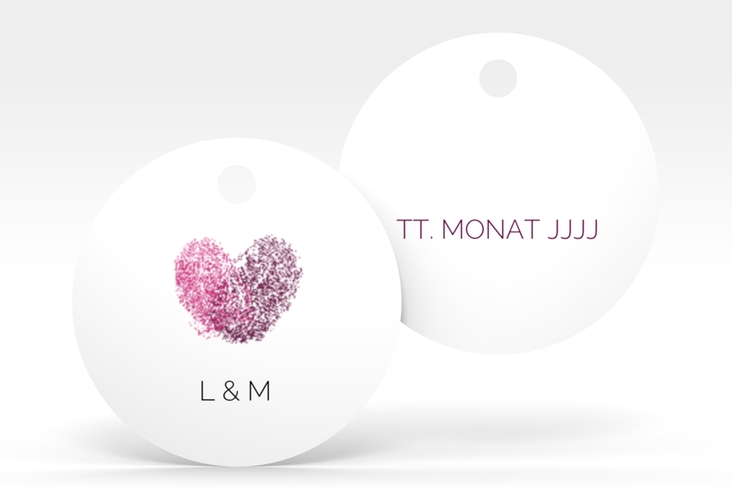 Geschenkanhänger Hochzeit Fingerprint Geschenkanhänger, rund schlicht mit Fingerabdruck-Motiv