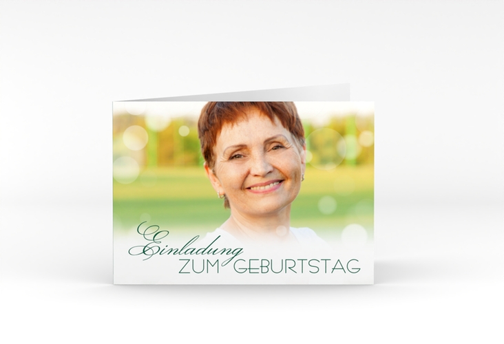 Einladung 60. Geburtstag Luminous A6 Klappkarte quer gruen