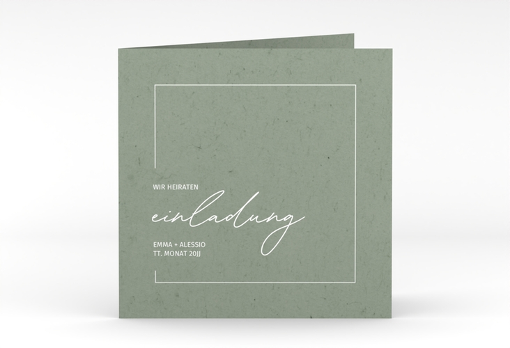 Hochzeitseinladung Simple Line quadr. Klappkarte gruen hochglanz