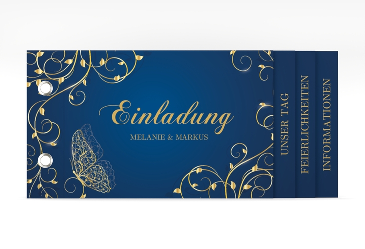 Hochzeitseinladung Eternity Booklet blau hochglanz