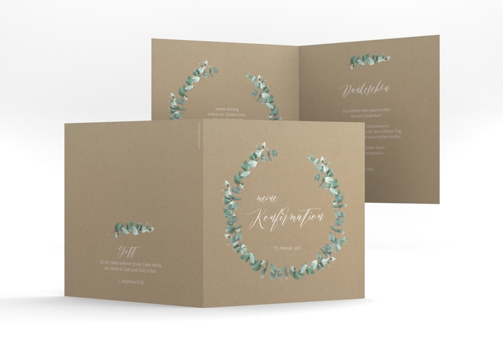 anksagung Konfirmation Sealed quadr. Klappkarte Kraftpapier