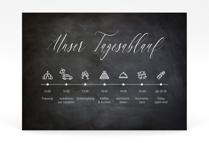 Tagesablauf Poster Hochzeit Chalkboard 70 x 50 cm Poster