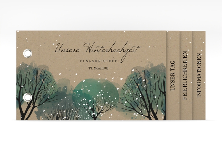 Hochzeitseinladung Winterhochzeit Booklet Kraftpapier hochglanz