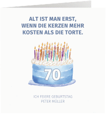 Einladung 70. Geburtstag Geburtstagskerzen quadr. Klappkarte bunt