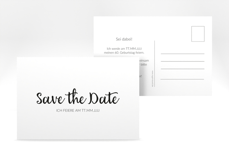 Save the Date-Postkarte Geburtstag Handwriting A6 Postkarte schwarz
