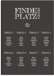 Klick: Details zu Sitzplan Leinwand Hochzeit "Rise" anzeigen Sitzplan Leinwand Hochzeit Rise 50 x 70 cm Leinwand schwarz