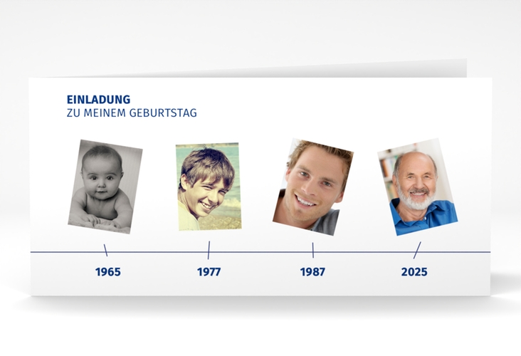 Einladung 60. Geburtstag Timeline lange Klappkarte quer