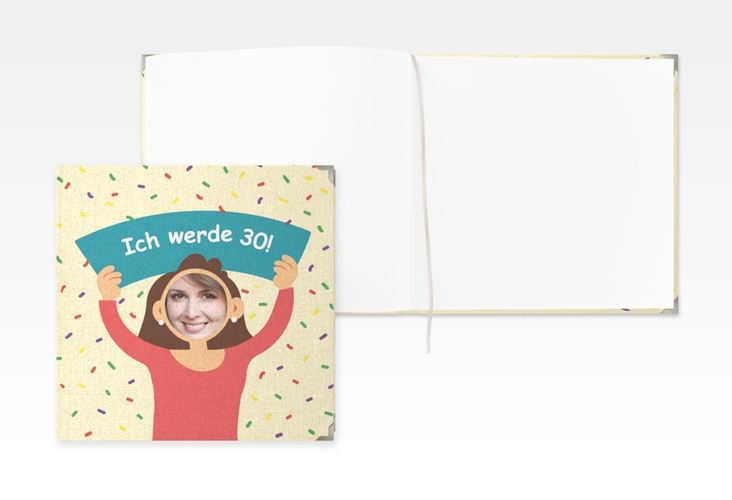 Gästebuch Selection Geburtstag Comic Woman Leinen-Hardcover beige