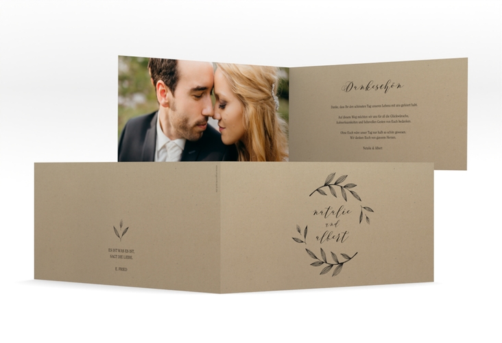 Danksagung Hochzeit  Naturelove lange Klappkarte quer schwarz