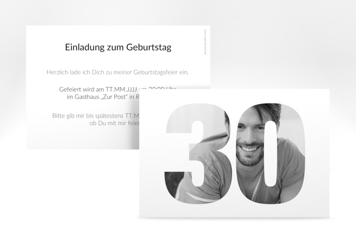 Einladung 30. Geburtstag Numbers A6 Karte quer weiss