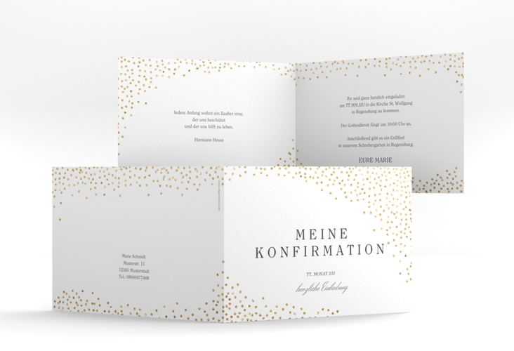 Einladung Konfirmation Glossy A6 Klappkarte quer