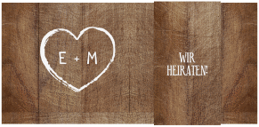 Klick: Details zu Hochzeitseinladung "Wood" anzeigen Hochzeitseinladung "Wood" DIN lang Wickelfalz braun