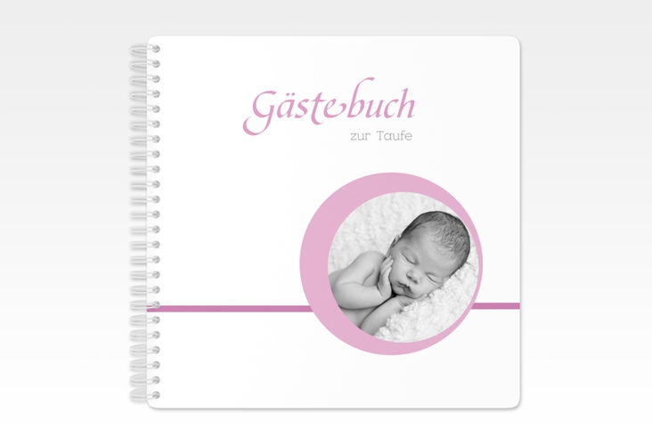 Gästebuch Taufe Bubble Ringbindung rosa