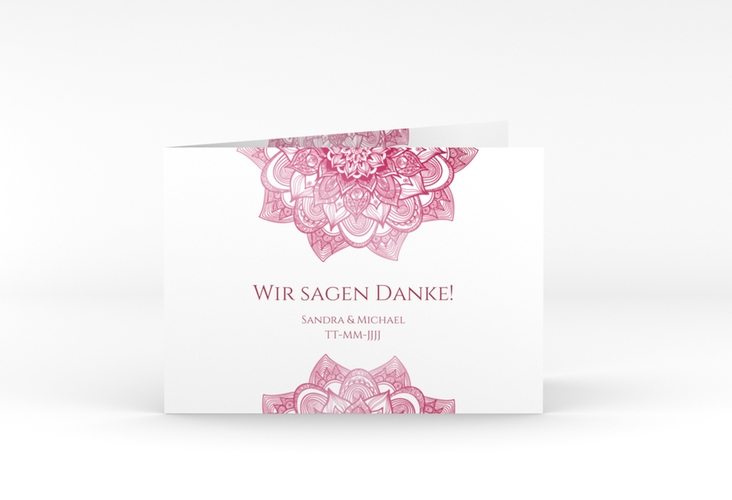 Danksagungskarte Hochzeit Delight A6 Klappkarte quer pink hochglanz
