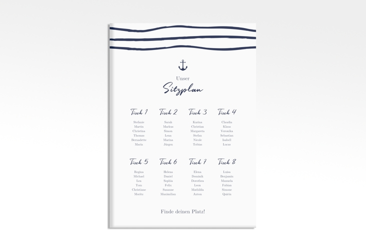 Sitzplan Leinwand Hochzeit Liebesanker 50 x 70 cm Leinwand mit maritimem Streifenmuster und kleinem Anker