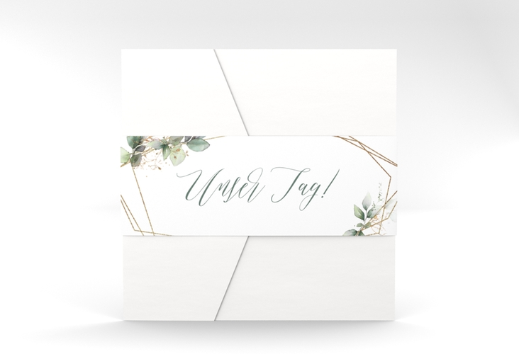 Hochzeitseinladung Greenish Pocketfold gruen