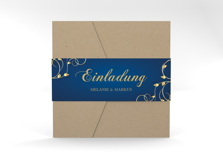 Hochzeitseinladung Eternity Pocketfold blau hochglanz