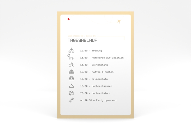 Tagesablauf Poster Hochzeit Weddingpass 50 x 70 cm Poster beige
