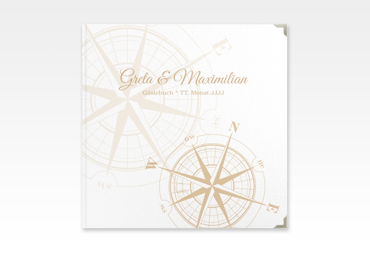 Gästebuch Selection Hochzeit Windrose Leinen-Hardcover beige