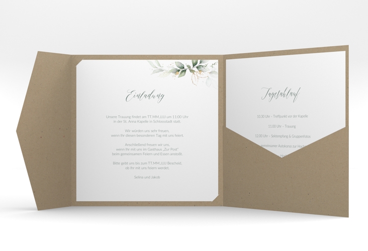 Hochzeitseinladung Greenish Pocketfold gruen