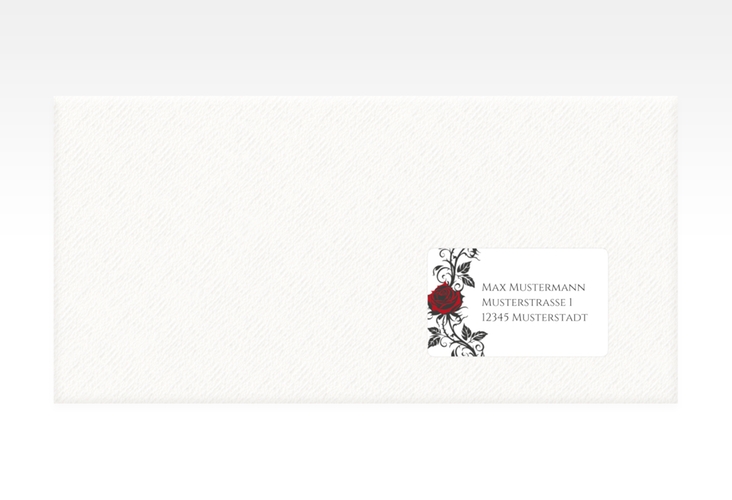 Empfängeretikett Hochzeit Red Rose 63,5 x 38,1 mm weiss