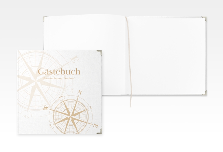 Gästebuch Selection Ferienwohnung Nordsee Leinen-Hardcover beige mit Windrose