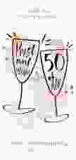 Einladung 50. Geburtstag Sektgläser lange Karte hoch rot