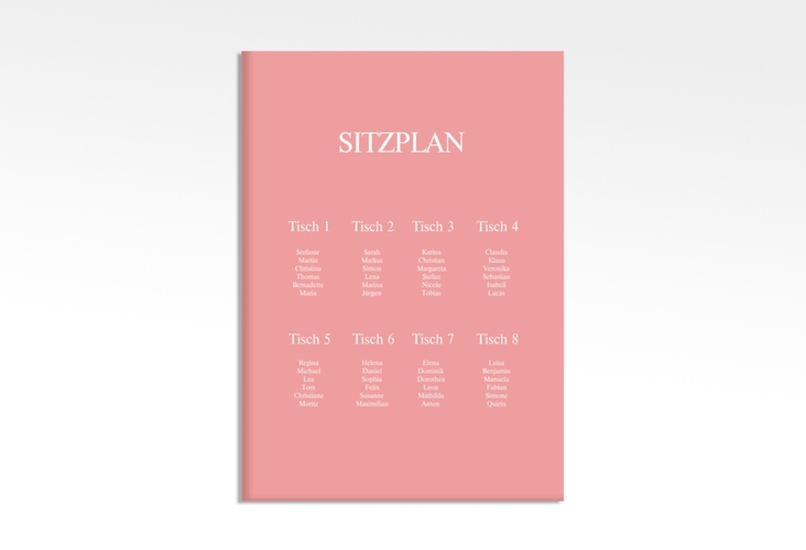 Sitzplan Leinwand Hochzeit Classic 50 x 70 cm Leinwand rosa