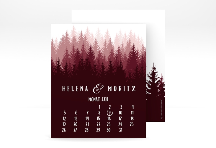 Save the Date-Kalenderblatt "Forest" Kalenderblatt-Karte rot