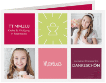 Klick: Details zu Danksagung Kommunion "Arcula" anzeigen Danksagung Kommunion Arcula A6 Klappkarte quer pink
