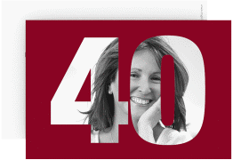 Einladung 40. Geburtstag Numbers A6 Karte quer rot