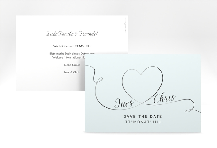 Save the Date-Karte Hochzeit Dolce A6 Karte quer tuerkis hochglanz