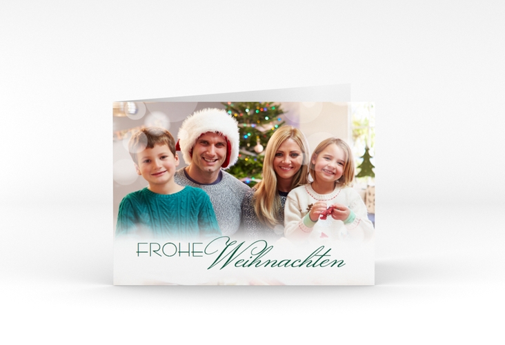 Weihnachtskarte Familienzeit A6 Klappkarte quer gruen hochglanz