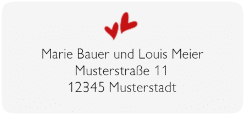 Klick: Details zu Absenderetikett Hochzeit "Twohearts" anzeigen Absenderetikett Hochzeit "Twohearts" 45,7 x 21,2 mm rot