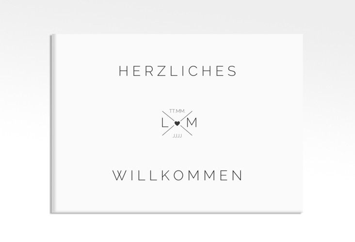 Willkommensschild Hochzeit Initials 70 x 50 cm Leinwand mit Initialen im minimalistischen Design