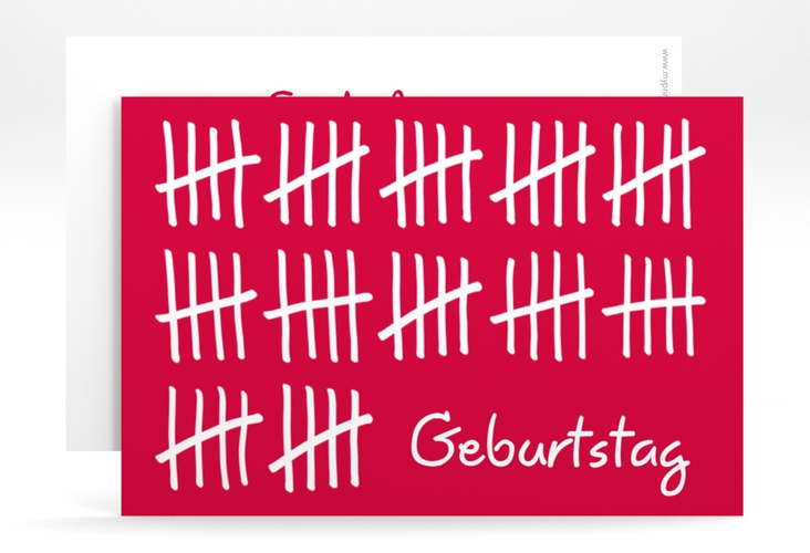 Einladung 60. Geburtstag Strichliste A6 Karte quer pink