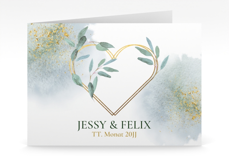 Hochzeitseinladung Amore mittlere Klappkarte quer
