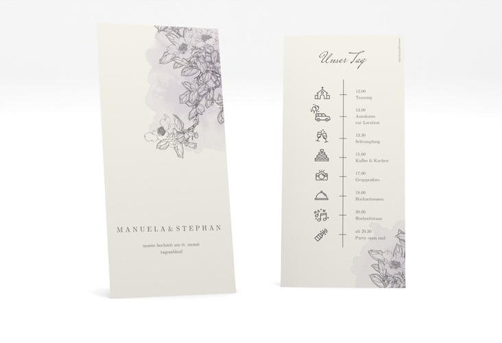 Tagesablauf Hochzeit Artlover lange Karte hoch