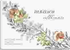 Willkommensschild Leinwand Wildfang 70 x 50 cm Leinwand weiss mit getrockneten Wiesenblumen