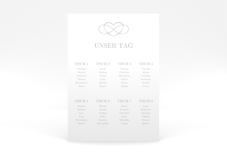 Sitzplan Poster Hochzeit Infinity 50 x 70 cm Poster grau